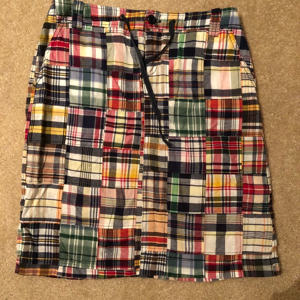 J. Crew. Madras plaid skirt.
